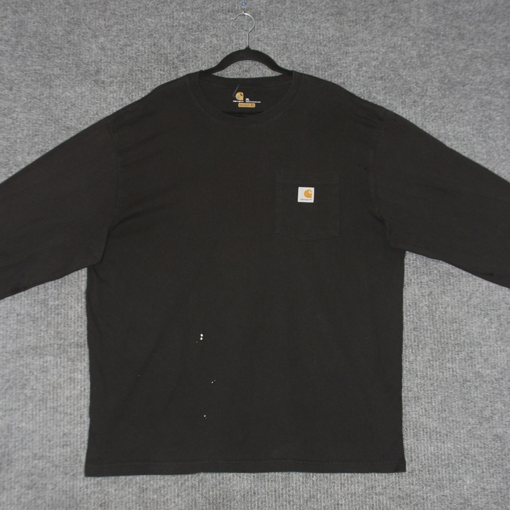 Carhartt T Shirt Mens XL Black Original Fit Long Sleeve Pocket Workwear